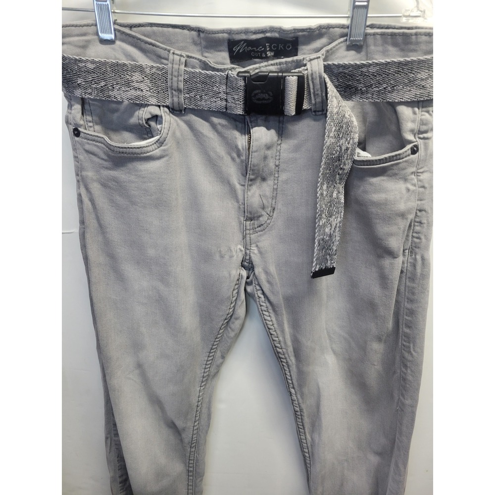 Y2K Marc Ecko Cut & Sew Gray Skinny Jeans with Webbed Belt‎ 30x30